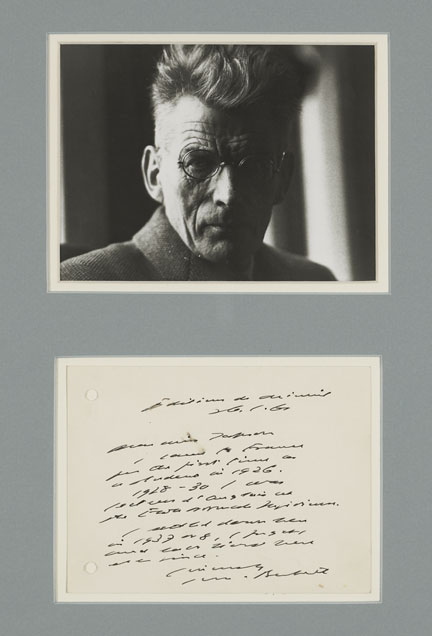 1961 (1 November) Samuel Beckett handwritten and signed letter at Whyte's Auctions