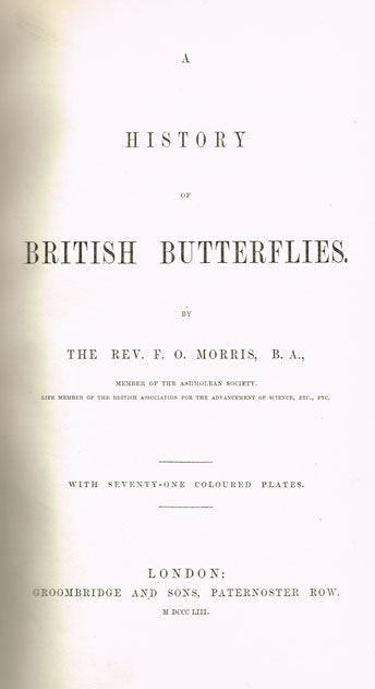 1853: A History of British Butterflies by Rev. F. O. Morris at Whyte's Auctions