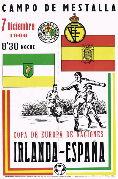 Soccer 1966 (7 December) European Nations Qualifier, Spain v Republic of Ireland, poster at Whyte's Auctions