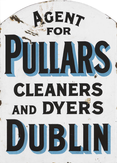 circa 1910: Pullar's Dye Works Dublin enamel sign at Whyte's Auctions