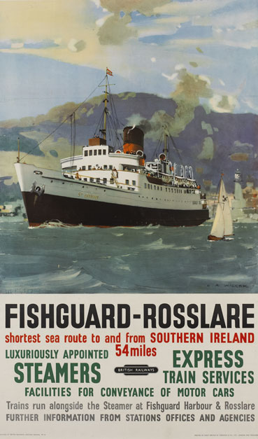 Fishguard to Rosslare British Railways poster at Whyte's Auctions