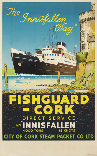 circa 1950: Fishguard to Cork "The Innisfallen Way" poster at Whyte's Auctions