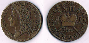 James II 'Gunmoney' shillings, 1689. at Whyte's Auctions