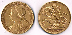 Great Britain. Victoria gold sovereigns, Melbourne Australia mint, 1891 and 1900. at Whyte's Auctions