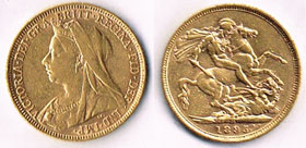 Great Britain. Victoria gold sovereigns, 1895 and 1899. at Whyte's Auctions