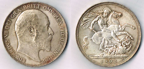 Great Britain. Edward VII 1902 silver crown, florin to threepence mint part set. at Whyte's Auctions
