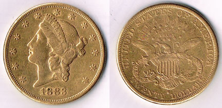 USA. Gold 'Double Eagle' twenty dollars. at Whyte's Auctions