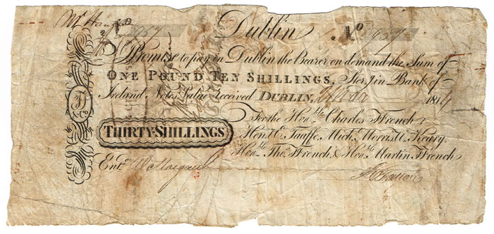 1814 FFrench's Bank Dublin Thirty Shillings. at Whyte's Auctions