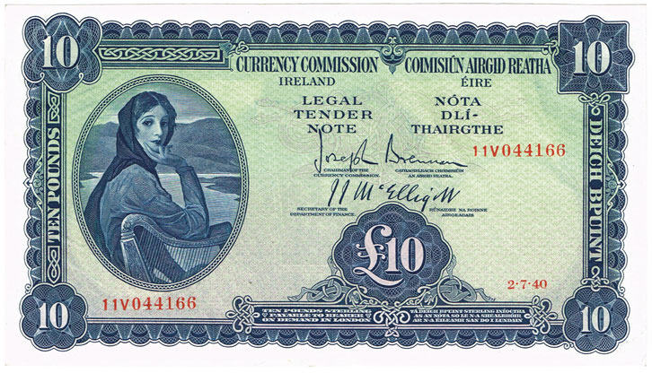 Currency Commission 'Lady Lavery' Ten Pounds, 2-7-40 at Whyte's Auctions