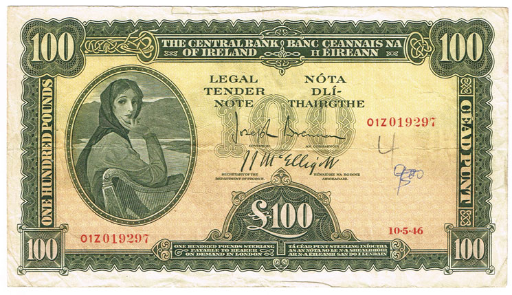 Central Bank 'Lady Lavery' One Hundred Pounds, 10-5-46. at Whyte's Auctions