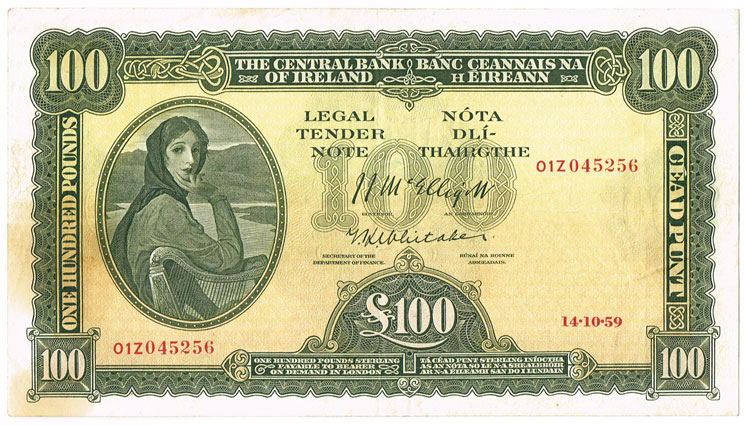 Central Bank 'Lady Lavery' One Hundred Pounds, 14-10-59 at Whyte's Auctions