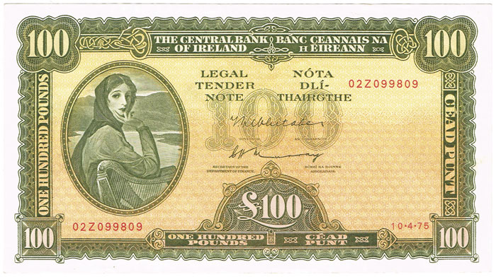 Central Bank 'Lady Lavery' One Hundred Pounds 10-4-75 at Whyte's Auctions