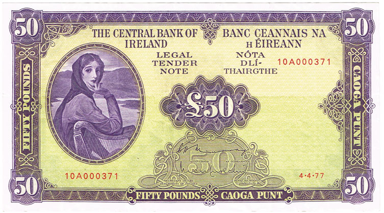 Central Bank 'Lady Lavery' Fifty Pounds, 4-4-77 at Whyte's Auctions