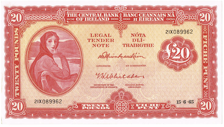 Central Bank 'Lady Lavery' Twenty Pounds, 15-6-65 at Whyte's Auctions