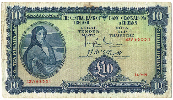 Central Bank 'Lady Lavery' Ten Pounds collection 1949-1964, and Twenty Pounds 1976. at Whyte's Auctions
