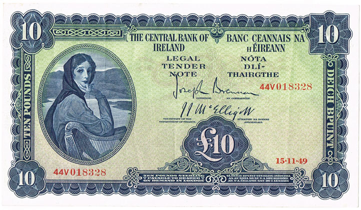 Central Bank 'Lady Lavery' Ten Pounds, 15-11-49 and Five Pounds, 10-4-46 at Whyte's Auctions