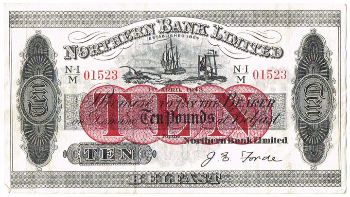 Northern Ireland. Northern Bank collection, mainly 1940s One Pound to Ten Pounds. at Whyte's Auctions