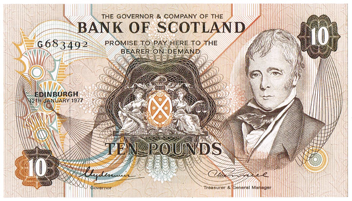 Scotland. Bank of Scotland Ten Pounds. Missing Value error, 14th October 1983. at Whyte's Auctions