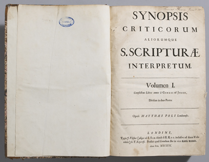 POOLE or POLE ( Matthew ). Synopsis criticorum aliorumque S. Scripturae interpretum. Londini, typis J. Flesher  & T. Roycroft at Whyte's Auctions