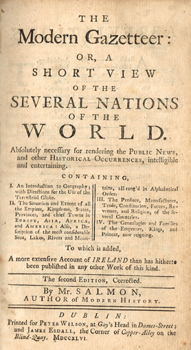 SALMON ( Thomas ). The Modern Gazetteer : or, a short view of the several nations of the world  Containing at Whyte's Auctions