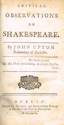 SHAKESPEARE : - Upton ( John ) at Whyte's Auctions