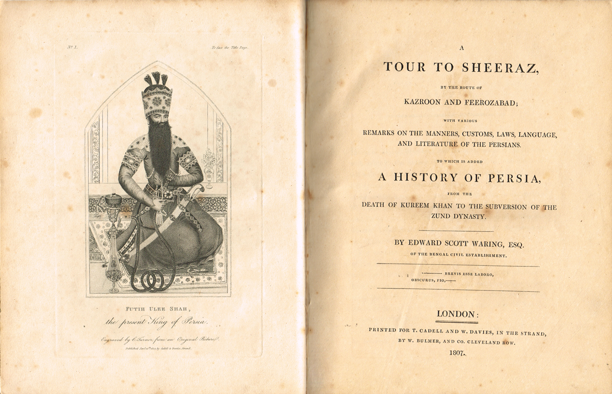 WARING ( Edward Scott ). A Tour to Sheeraz, by the route of Kazroon and Feerozabad ; with various remarks on the manners at Whyte's Auctions