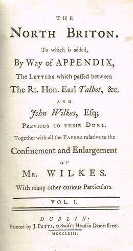 [WILKES ( John ) }. The North Briton. To which is added, by way of appendix at Whyte's Auctions