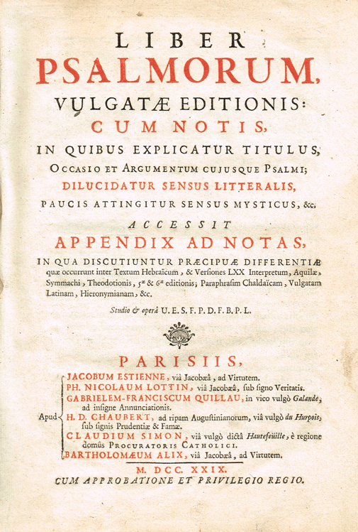 BIBLE, PSALMS, PARIS, 1729 at Whyte's Auctions