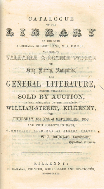 BOOK CATALOGUES. A collection of nineteenth century auction and retail book catalogues. Kilkenny, Dublin and London, 1841-60 <X>Togethe at Whyte's Auctions