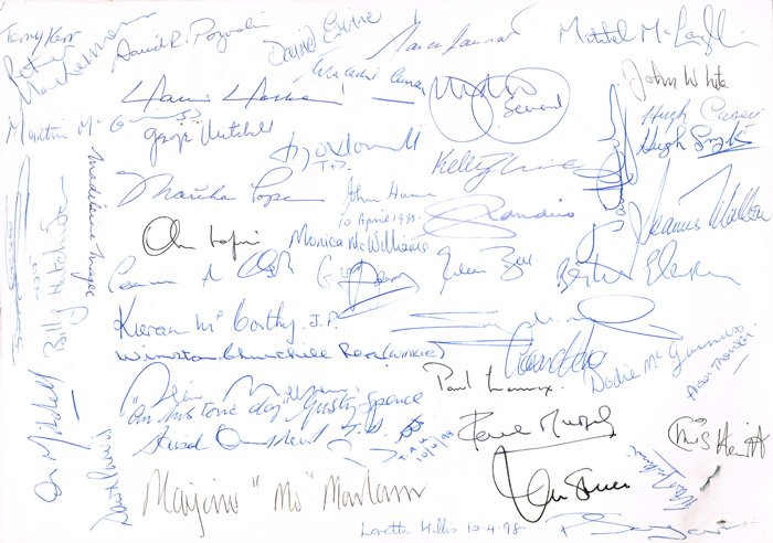 1998 (10 April) Original and official final Good Friday Agreement signed by the participants in the talks at Whyte's Auctions