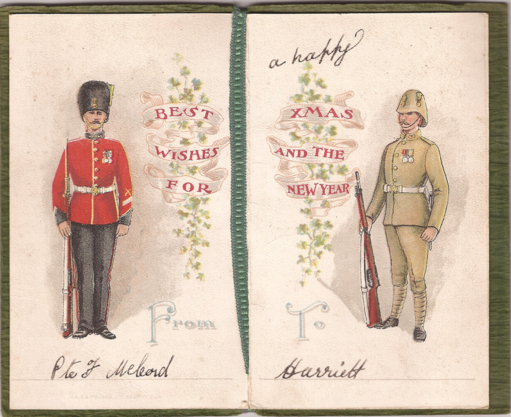circa 1900: Royal Dublin Fusiliers Christmas card at Whyte's Auctions