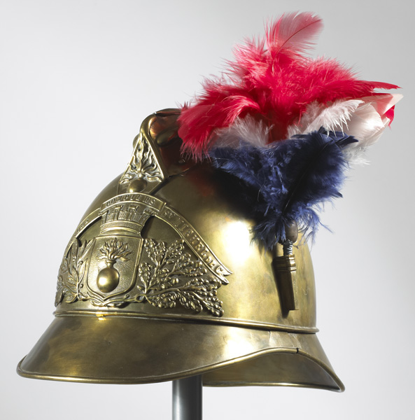 20th Century: French Fire Brigade brass helmet at Whyte's Auctions