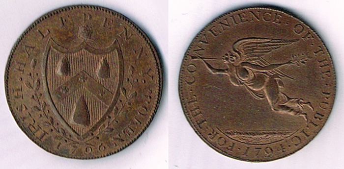 Cork. 1794/1796 Prattents' mule' halfpenny token at Whyte's Auctions