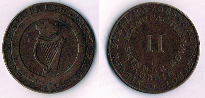 Dublin. Circa 1830 copper token of William Holmes, cutler. at Whyte's Auctions
