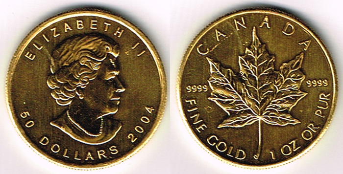 Canada. Gold fifty dollars "Maple Leaf". at Whyte's Auctions