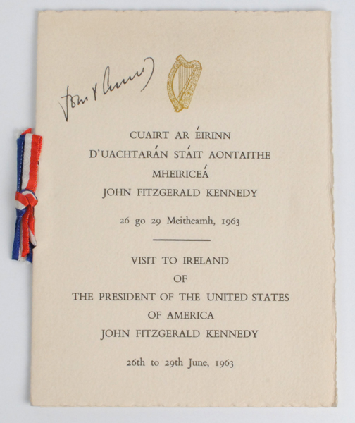 1963 (June 26-29) John Fitzgerald Kennedy official Irish visit booklet signed at Whyte's Auctions