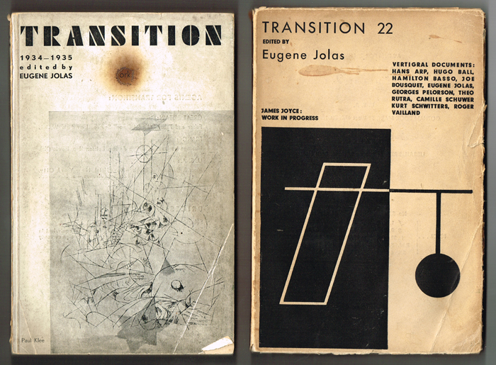 [Joyce, James]. Transition 22 and Transition 23 edited by Eugene Jolas, 1933 and 1935, including parts of Finnegan's Wake. at Whyte's Auctions
