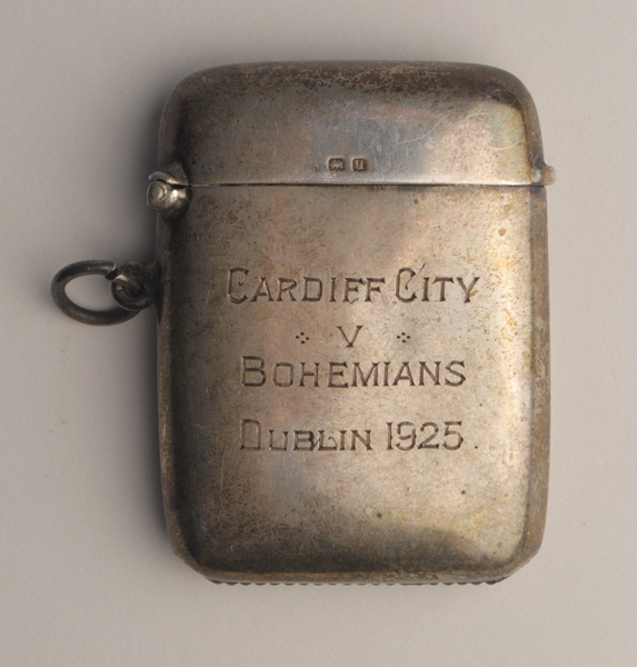 Football. Bohemians v Cardiff City 1925 silver vesta and two other items at Whyte's Auctions