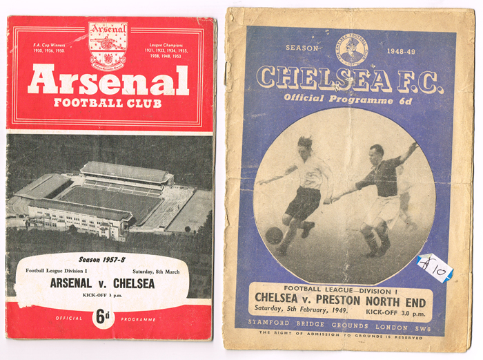 Football. 1947-1970s collection of English programmes including Chelsea, Arsenal, Manchester United, etc. at Whyte's Auctions
