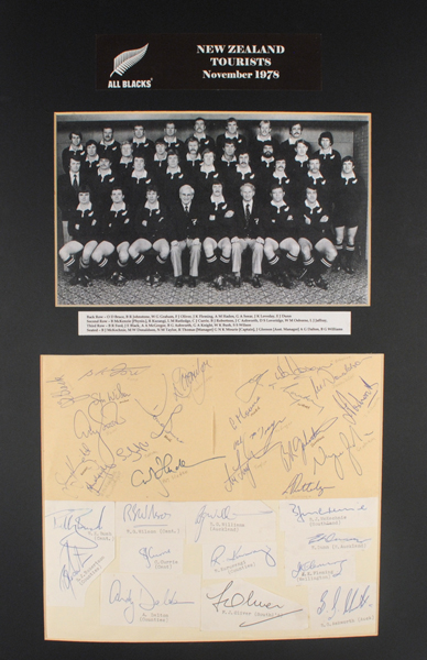 Rugby. 1978 New Zealand All Blacks touring team complete set of autographs. The team that Munster beat! at Whyte's Auctions