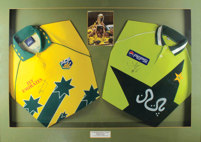 Cricket: 1999 (20 June) Cricket World Cup Final, Australia v Pakistan signed jerseys at Whyte's Auctions