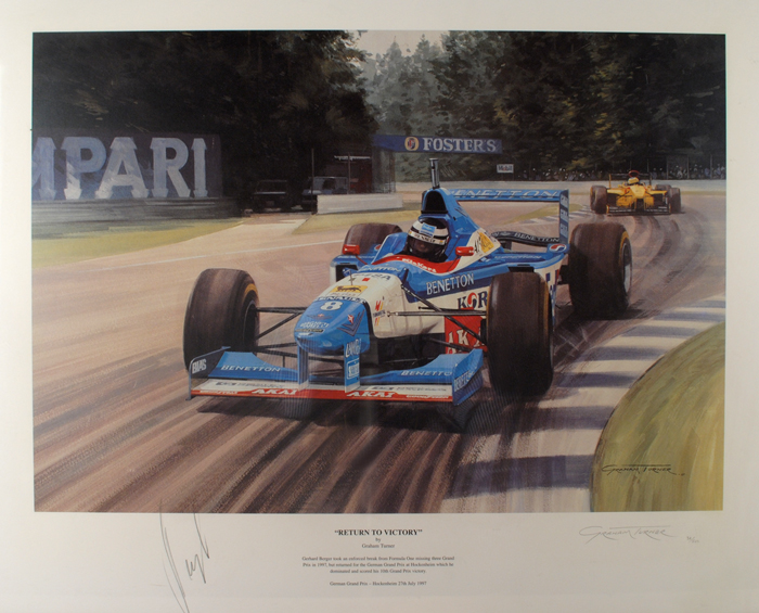 Formula One 1997: 'Return to Victory' Gerhard Berger signed print at Whyte's Auctions
