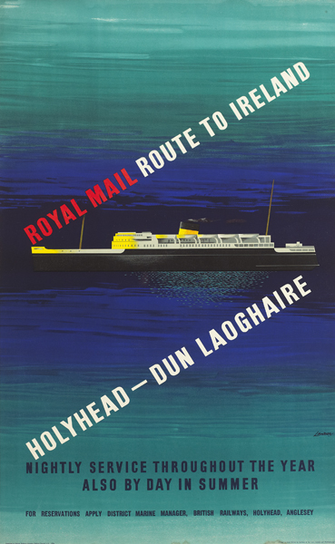 Holyhead to Dun Laoghaire Royal Mail poster at Whyte's Auctions