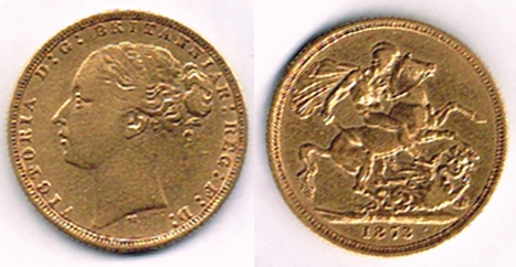 Victoria Young Head gold sovereign 1873. at Whyte's Auctions