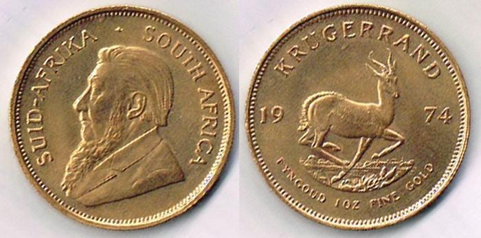 South Africa gold Krugerrand 1974. at Whyte's Auctions