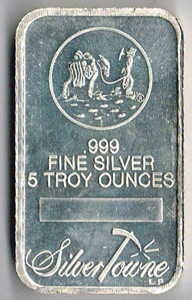 Silver ingots - 5 ounce and 1 ounce. at Whyte's Auctions