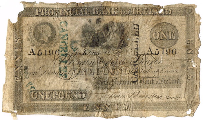 Provincial Bank of Ireland Ennis One Pound, June 1854 at Whyte's Auctions