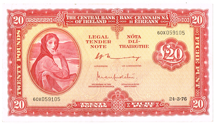 Central Bank 'Lady Lavery' Twenty Pounds 1975-1976. at Whyte's Auctions