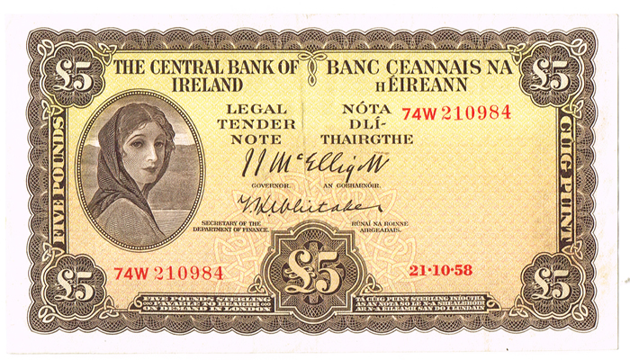 Central Bank 'Lady Lavery' Five Pounds, One Pound and Ten Shillings collection. at Whyte's Auctions