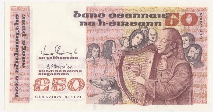 Central Bank of Ireland 'B Series' Fifty Pounds to One Pound complete set. at Whyte's Auctions